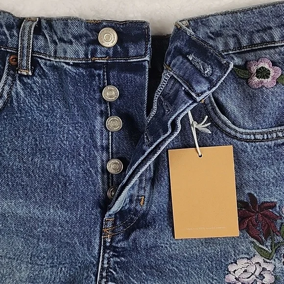 Reformation Jeans Charlie High Rise Embroidered Jean Shorts New With Tags - Picture 7 of 16